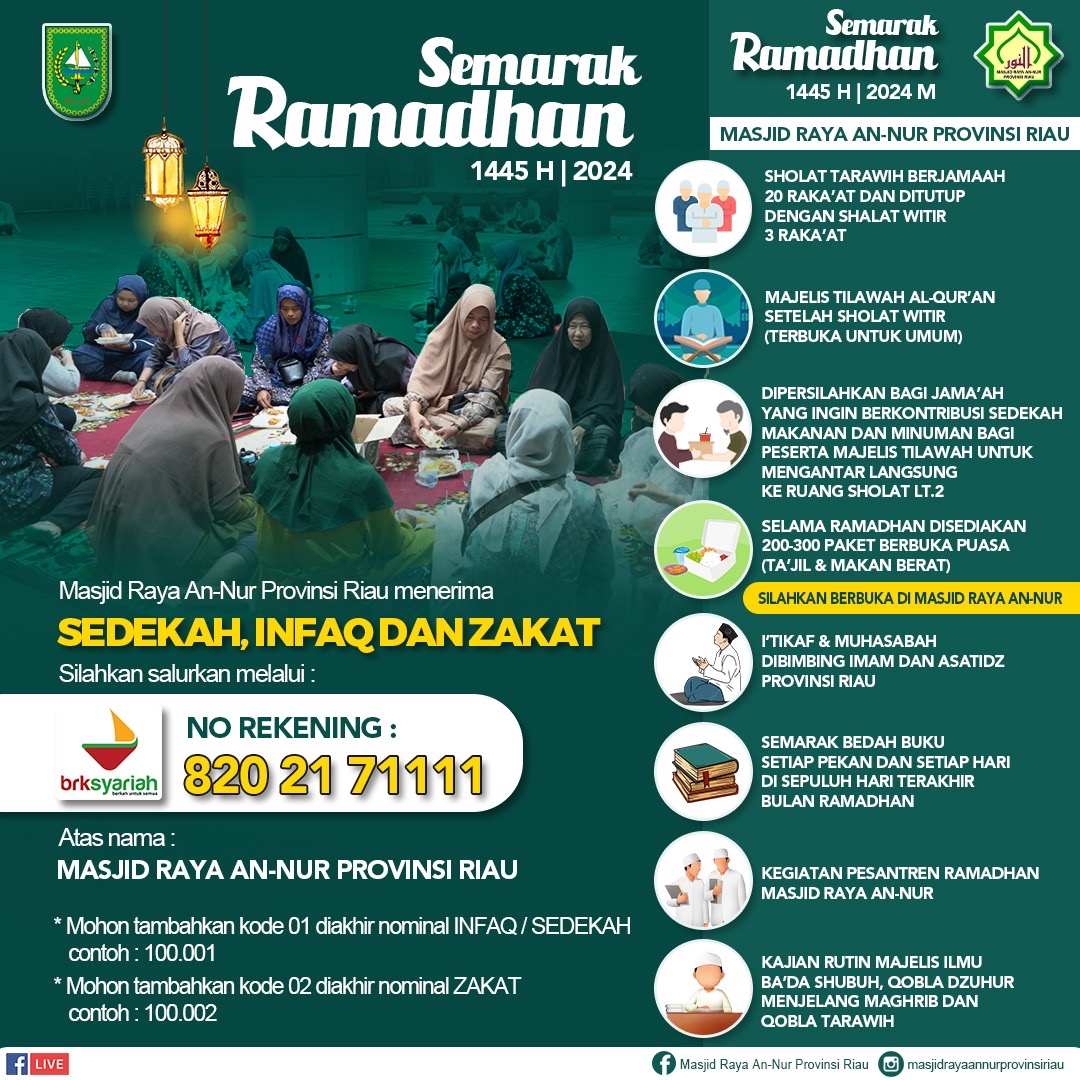 Masjid Raya An Nur Provinsi Riau libatkan Akademisi, Pejabat, dan Tokoh Riau Untuk  Mengisi Majelis Ilmu.